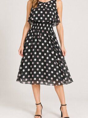 Robert Louis Polka Dot Cutout Midi Dress Size S NWT